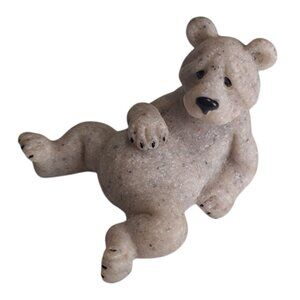 Quarry Critters Tiny Baby Bear 2000s Figurine‎ Resin Stone Small Vintage Lazy